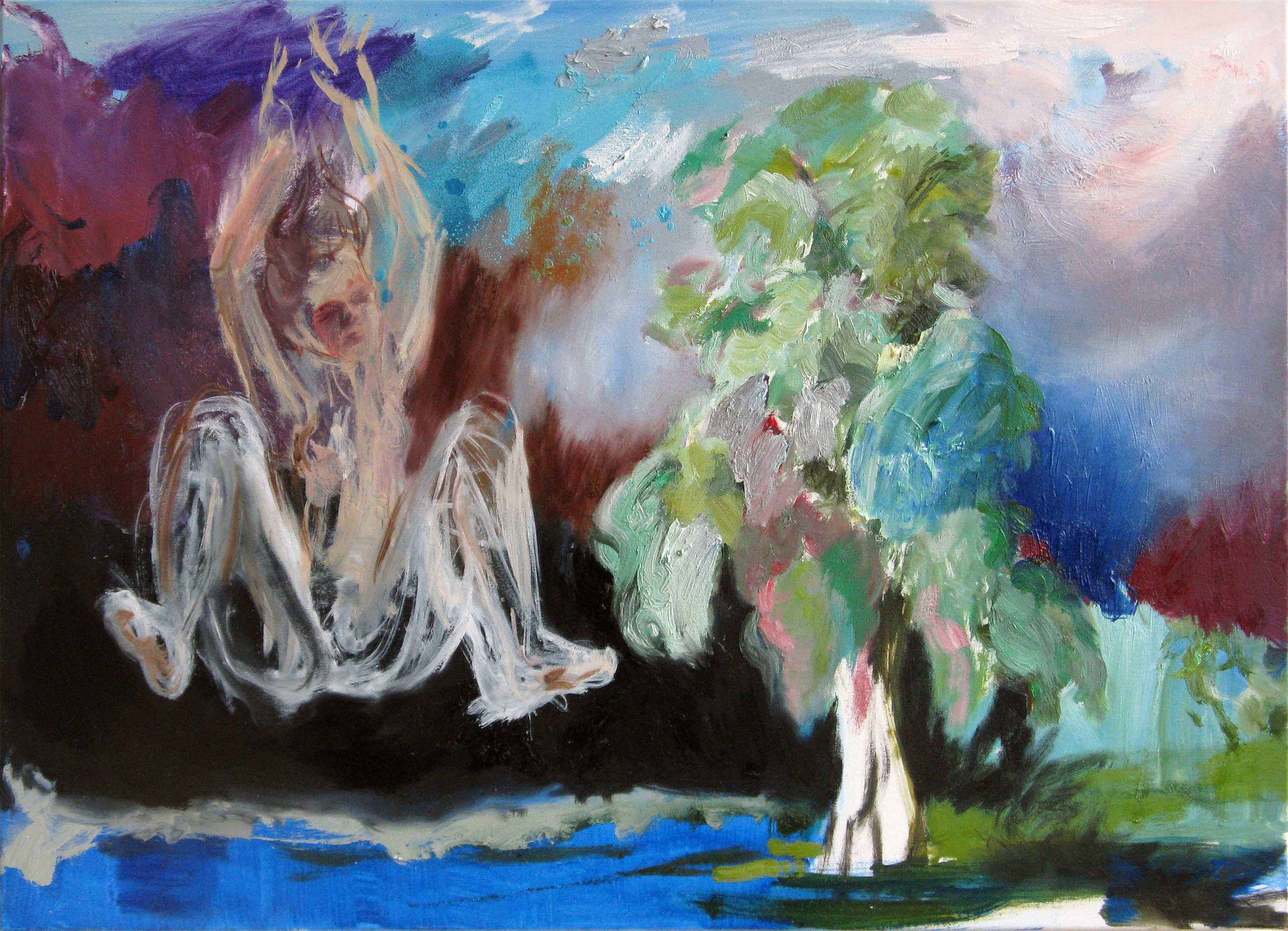 Falling | Öl und Spraydose auf Leinwand, 50 x 70 cm, 2010
