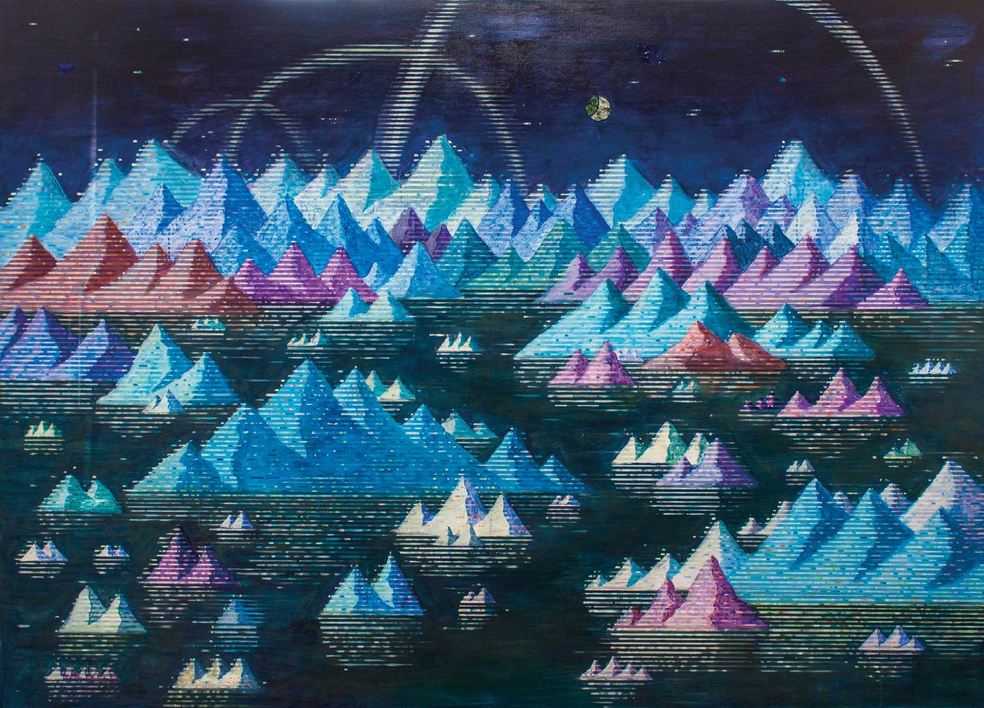 Walter Yu & Ilias Vasilos – Digital Mountains – 130 x 180 cm, 2019, Öl / Leinwand