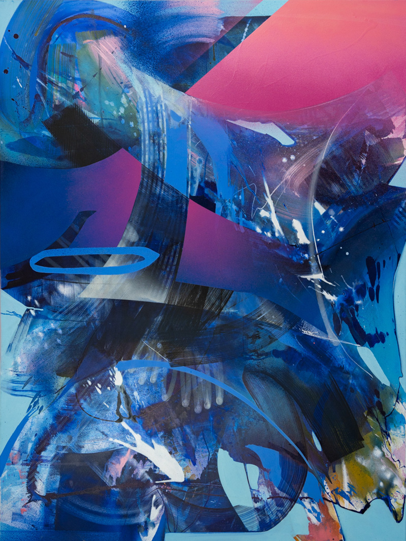 Julia Benz | Refraction of light, 160 x 120 x 4,5 cm, Acryl und Sprühfarbe auf Leinwand, 2022